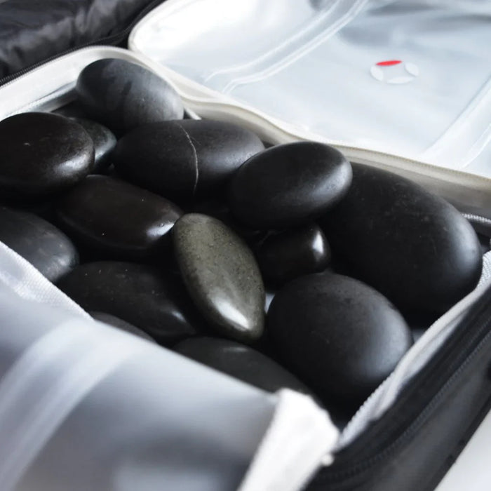 Hotstone zoneterapi-sæt 35 stk. – Basaltsten til professionel refleksmassage
